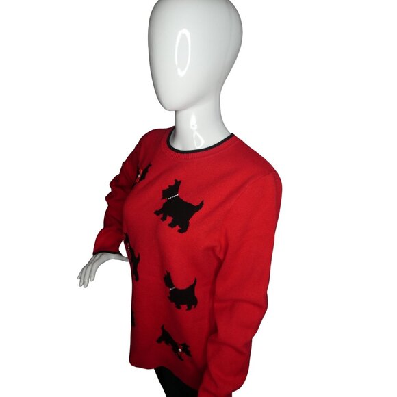 Calligraphie Women's Red‎ Black Dog Sweater XL - Picture 2 of 8
